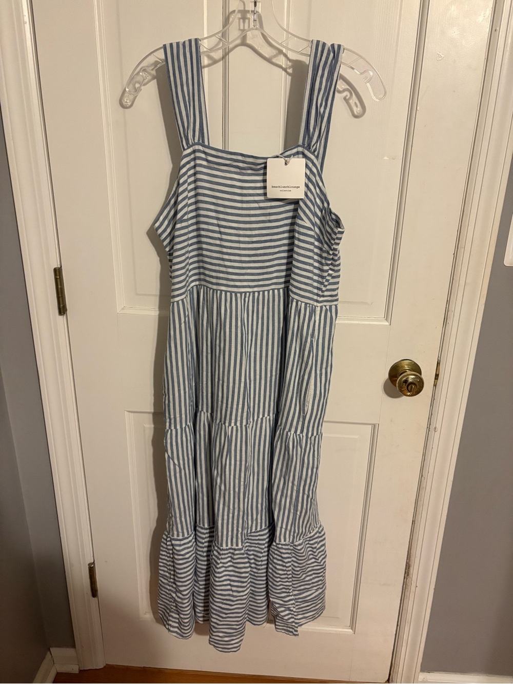 NWT beachlunchlounge Anthropologie Cassie Striped Midi Dress in Blue and White - Picture 5 of 10